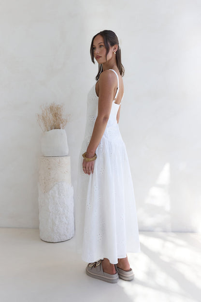 Jasmine Jewel Embroidered Maxi Dress White
