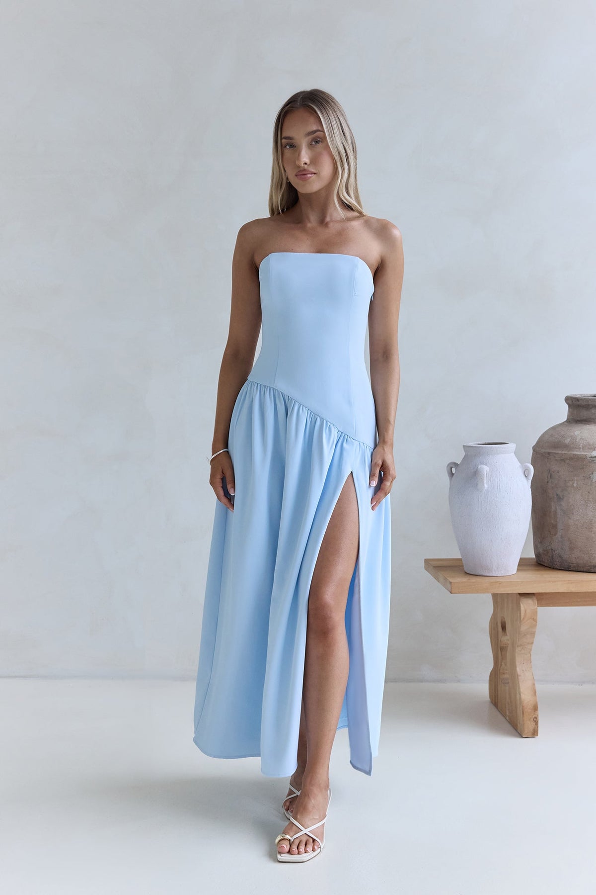 Lunaly Strapless Maxi Dress Blue