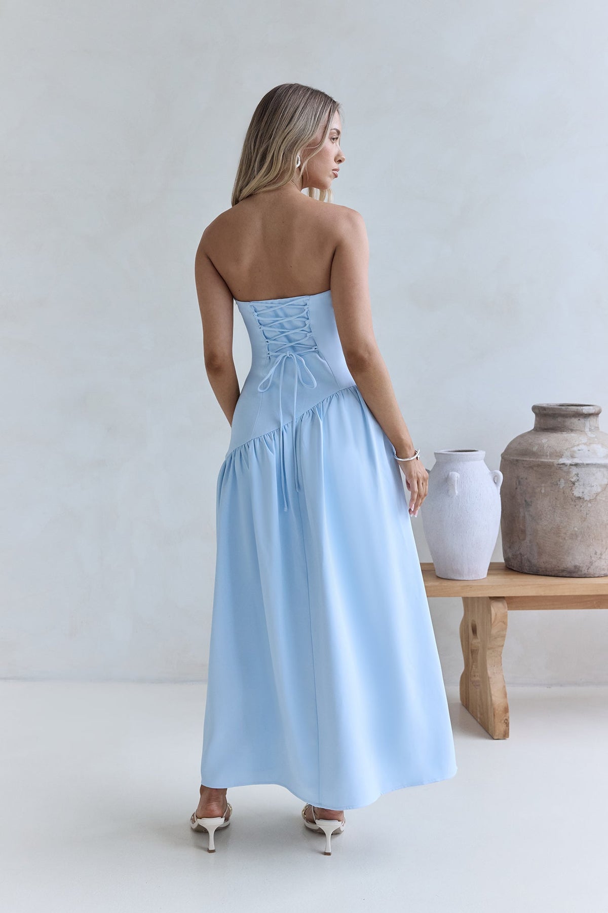 Lunaly Strapless Maxi Dress Blue