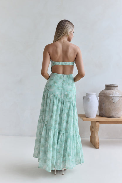 Hear Your Heartbeat Strapless Maxi Dress Green