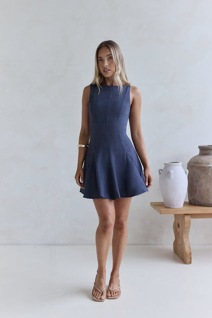 Wistful Bloom Mini Dress Navy