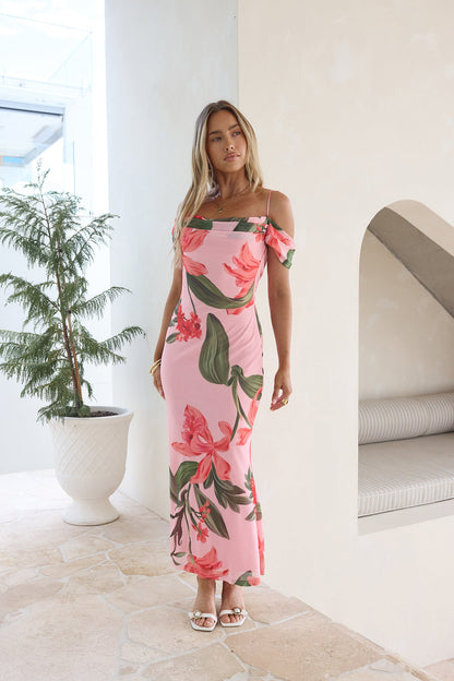 Lost In Your Eyes Mesh Maxi Dress Pink