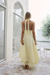 Spring Blossoms Halter Maxi Dress Lemon