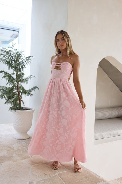 Angelic Moment Strapless Maxi Dress Pink