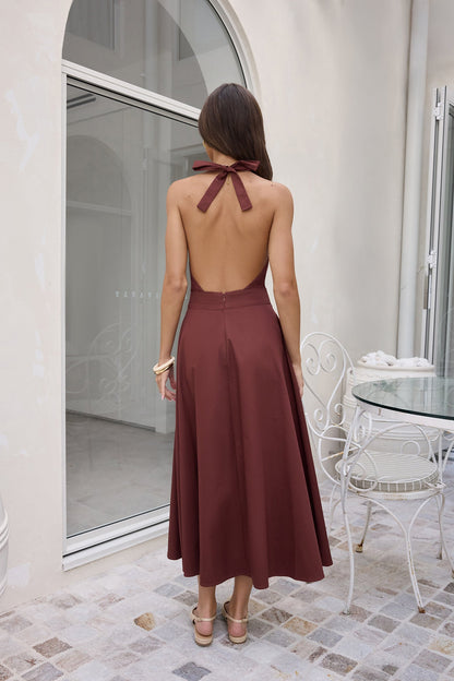 Sands Of Splendor Halter Maxi Dress Brown