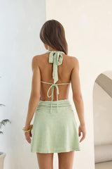 Flow With Me Halter Mini Dress Sage