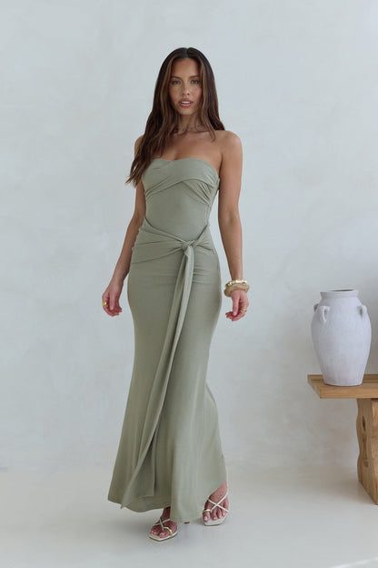Follow You Strapless Maxi Dress Sage