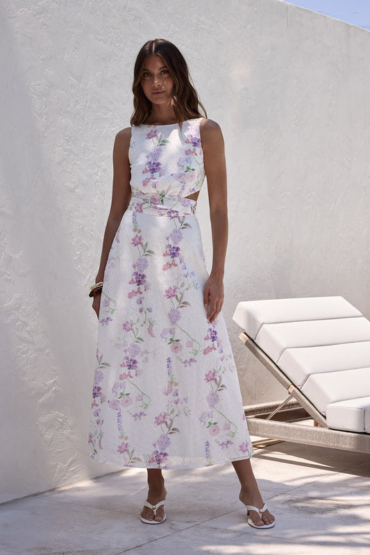 Blooming Lily Maxi Dress White