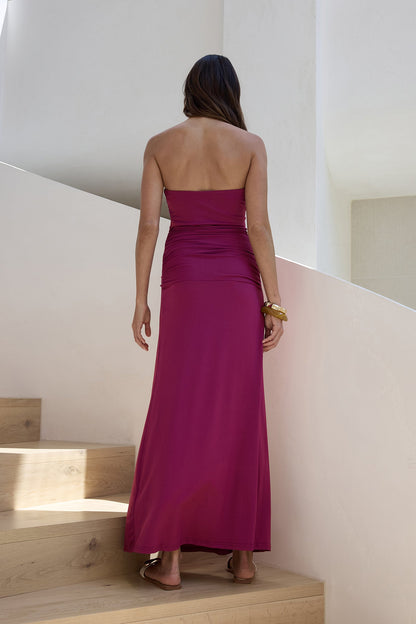 Sweet Serenade Strapless Maxi Dress Plum