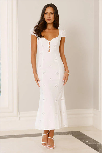 Oceanfront Dreams Midi Dress White