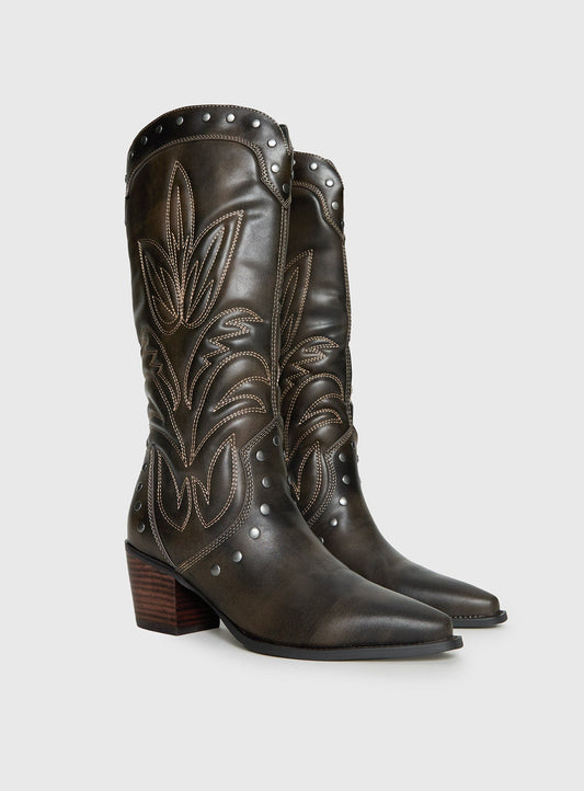 Billini Damica Cowboy Boots Washed Brown