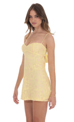 Lace Floral Babydoll Dress in Yellow