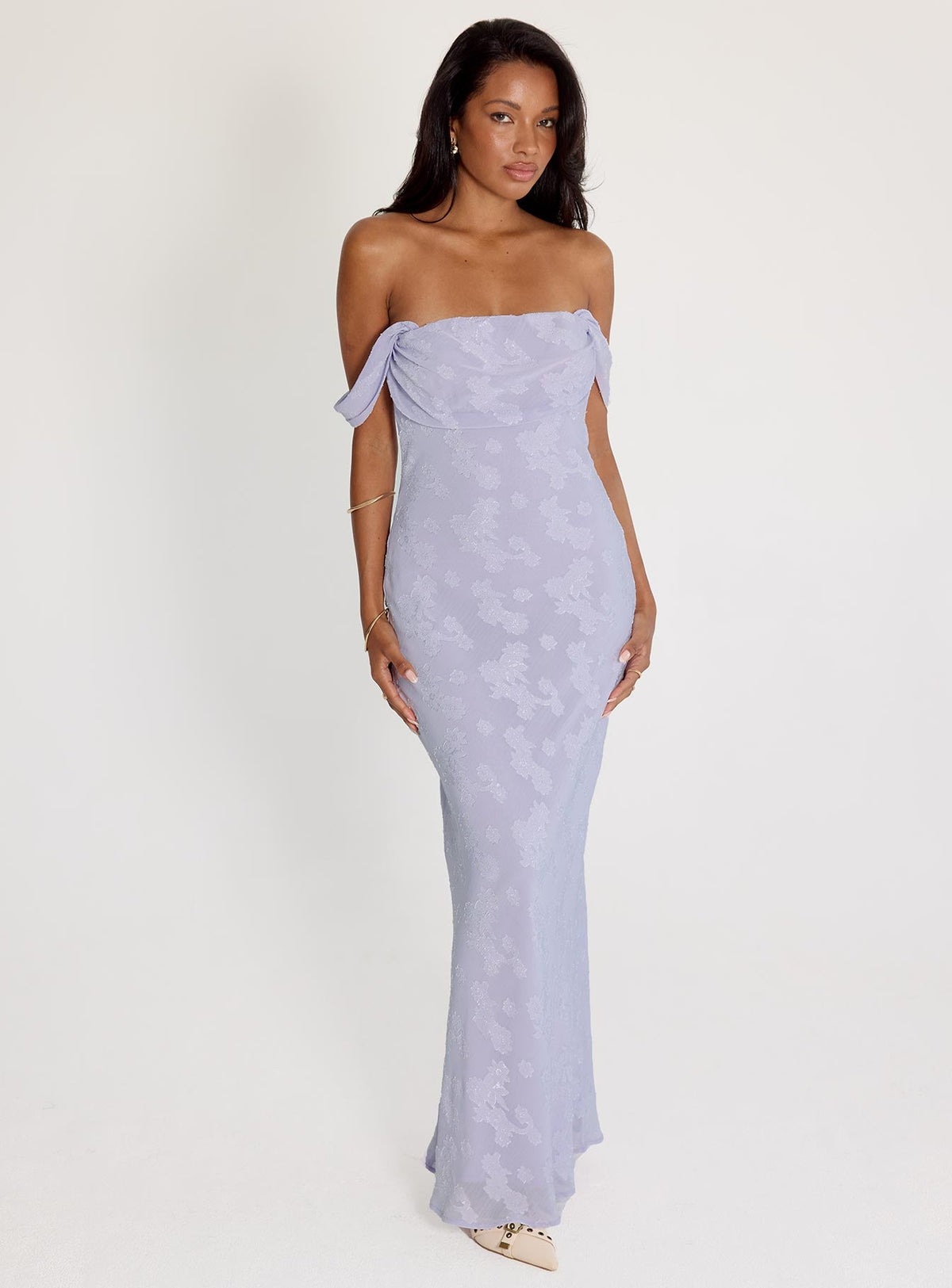 Azura Off The Shoulder Maxi Dress Lilac
