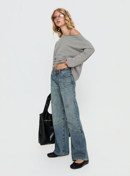 Atmosphere Mid Rise Straight Leg Jeans Antique Wash