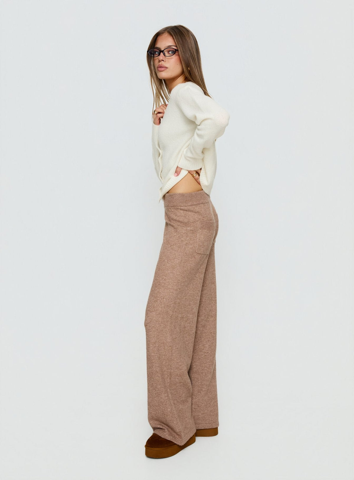 Bekki Wide Leg Knit Pant Mocha
