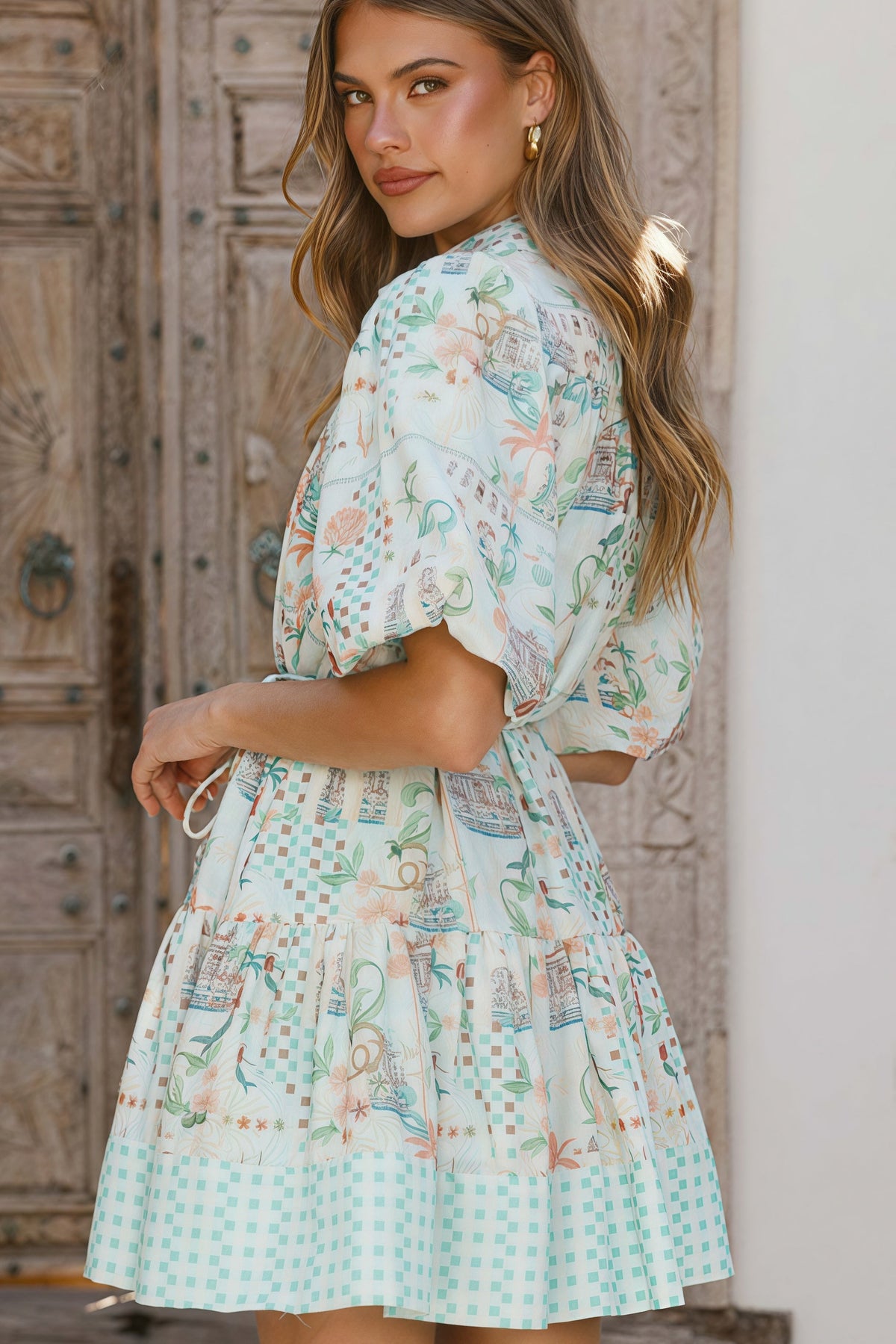 Elegant Linen Tie Belt Waist Cinching Casual Fairy Mini Dress
