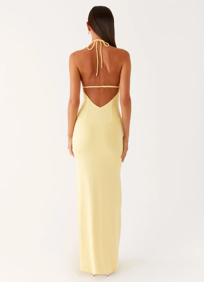 Fiesta Halter Maxi Dress - Sunny Yellow