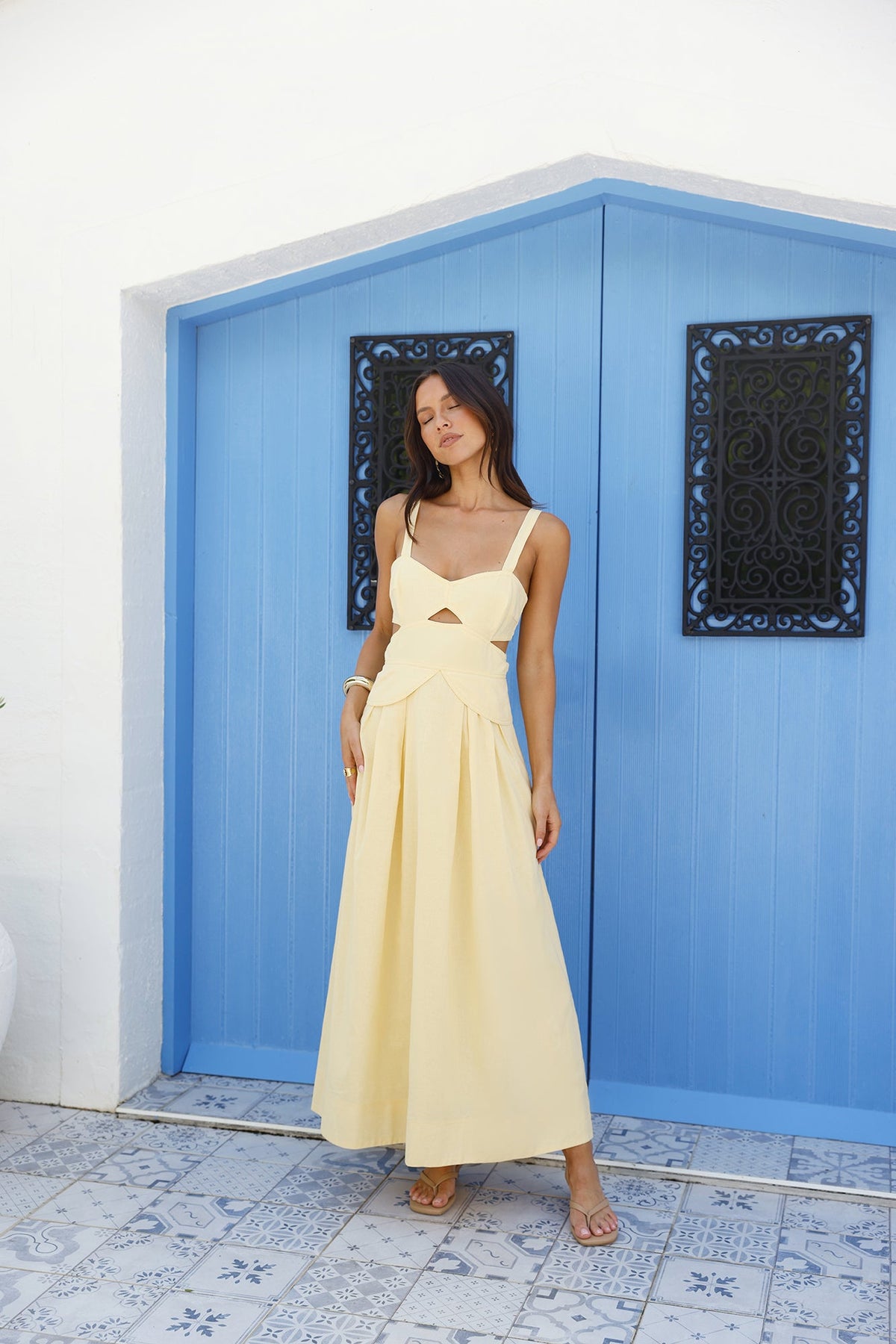 Wild Dahlia Maxi Dress Yellow