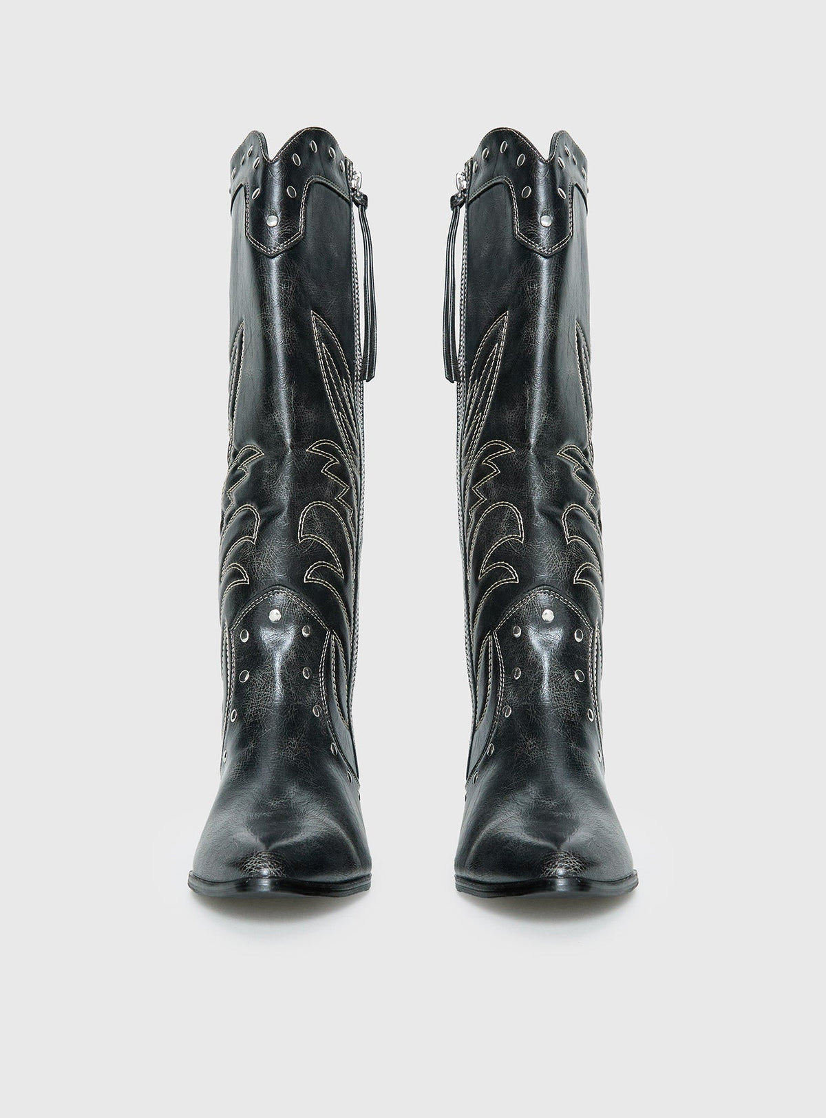 Austin Distressed Cowboy Boots Black
