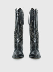 Austin Distressed Cowboy Boots Black