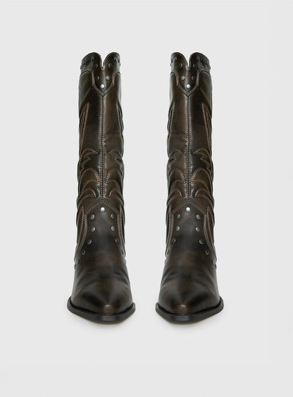 Billini Damica Cowboy Boots Washed Brown