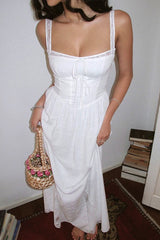 Solid Color Elegant Sexy Lace Corset Spaghetti Strap Maxi Dress