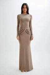 Long Sleeve Crew Neck Maxi Dress