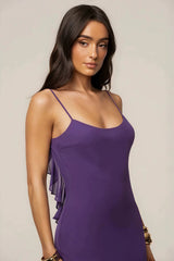 Elegant Open Back Ruffle Panel Maxi Dress