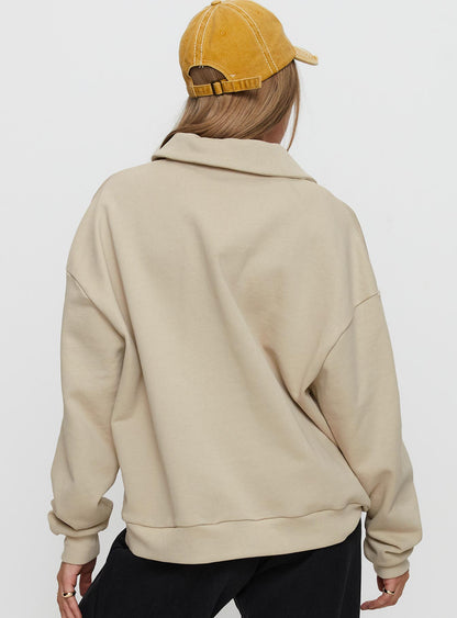 Back Around Collared Fleece Jumper Oat