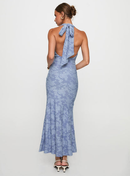 Aymie Halter Maxi Dress Blue