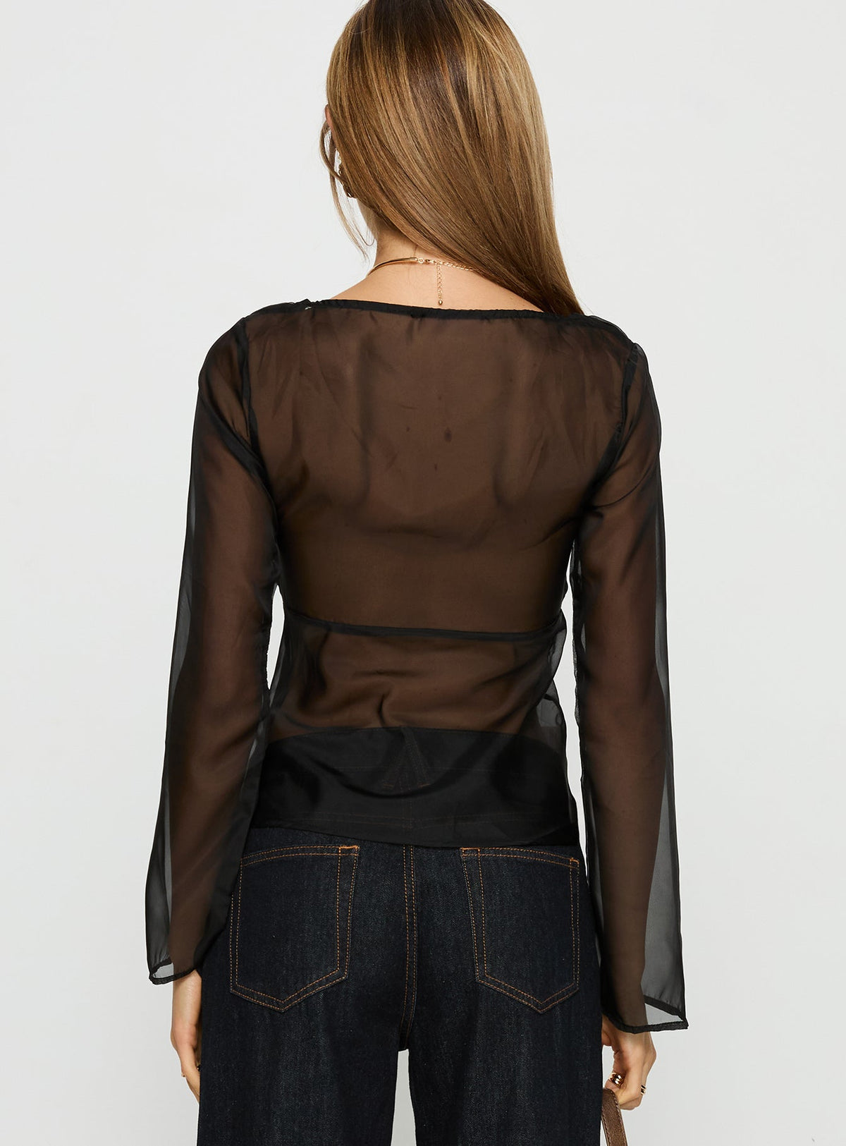 Beecher Sheer Long Sleeve Top Black