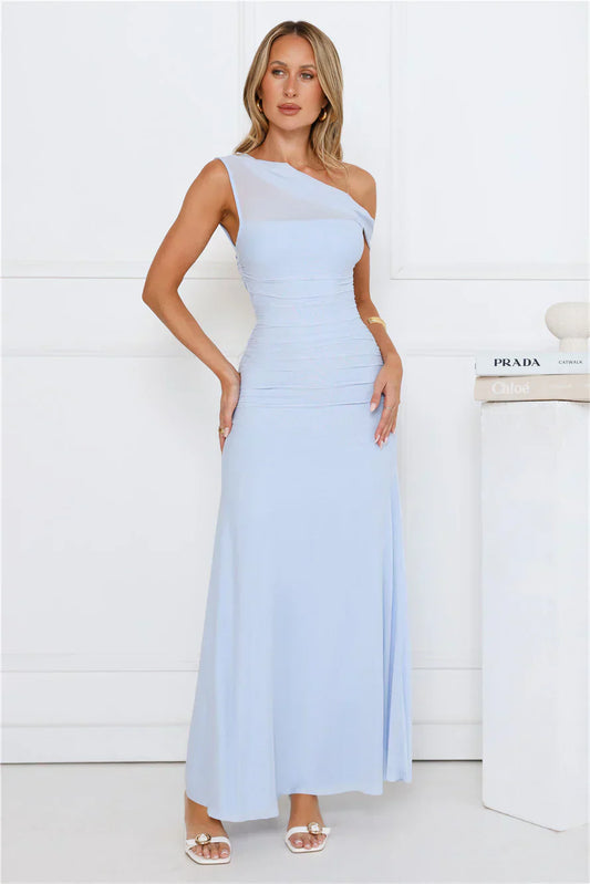 Bloom Baby Off Shoulder Maxi Dress Blue