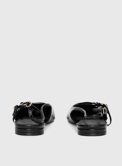 Billini Hettie Pointed Toe Flats Black Patent