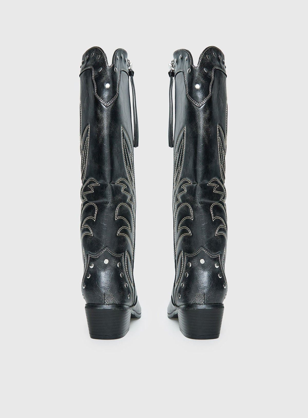 Austin Distressed Cowboy Boots Black