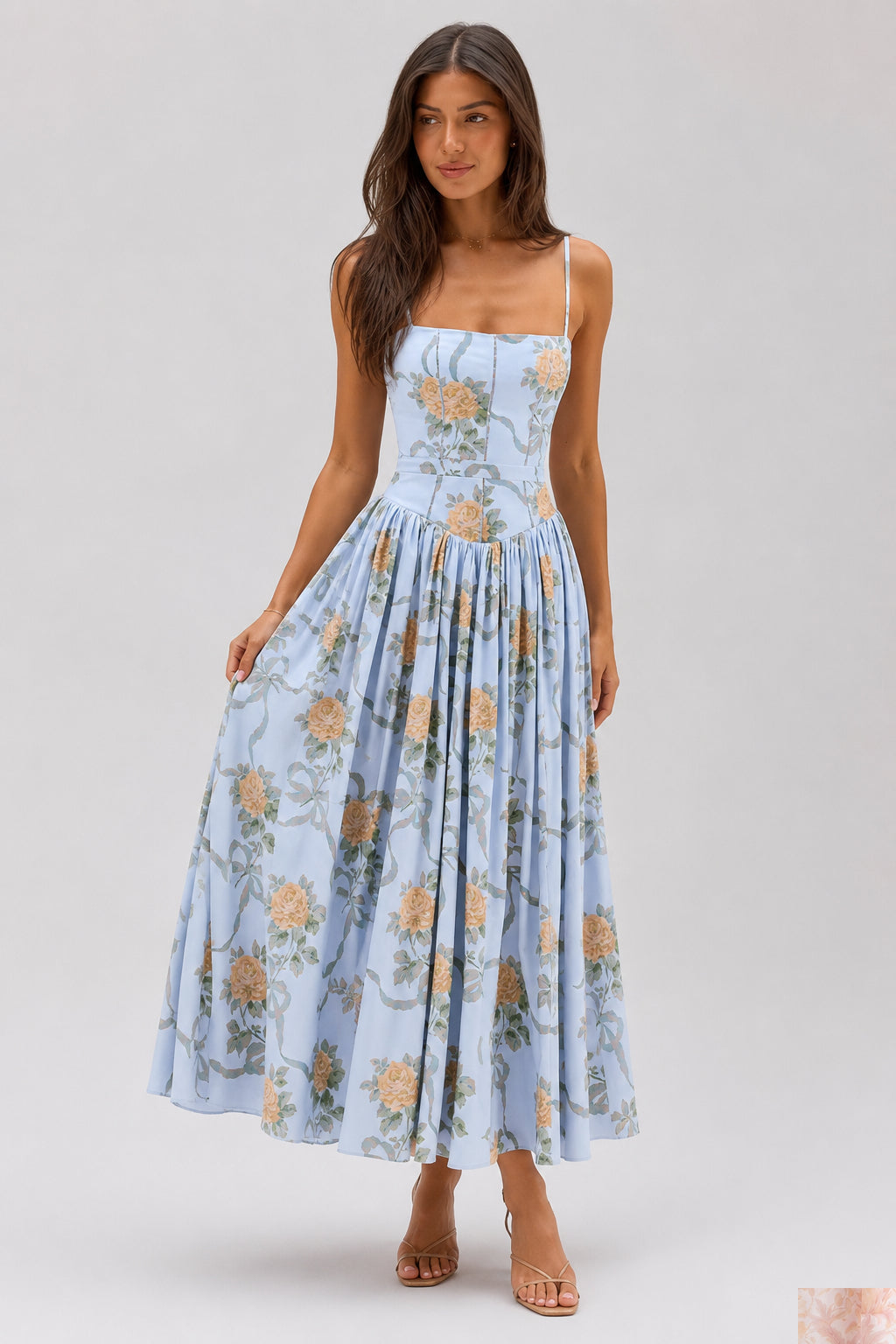 Sexy Floral Cami Bodycon Maxi Dress
