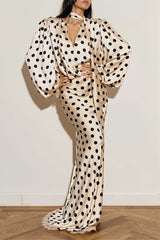 Vintage Polka Dot Sash Maxi Dress