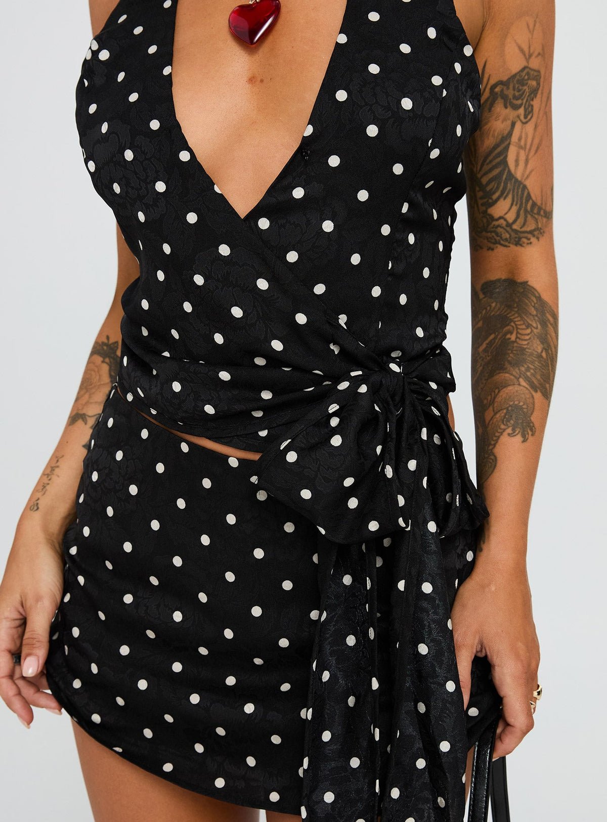 Beffanie Halter Wrap Set Black Polka Dot