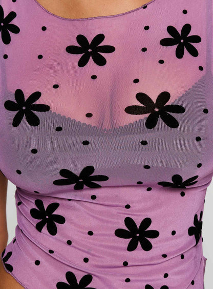 Avelaine Mesh Top Mauve