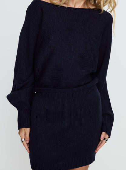 Bellamie Long Sleeve Mini Dress Navy
