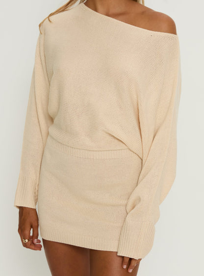 Bellamie Long Sleeve Mini Dress Cream