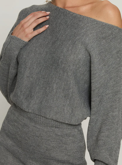 Bellamie Long Sleeve Mini Dress Grey