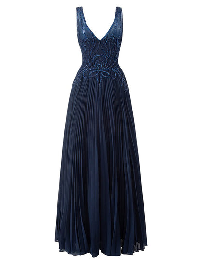 Dark Green A-line V-neck Chiffon Prom Dress