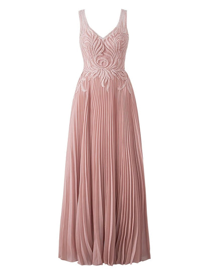Dark Green A-line V-neck Chiffon Prom Dress