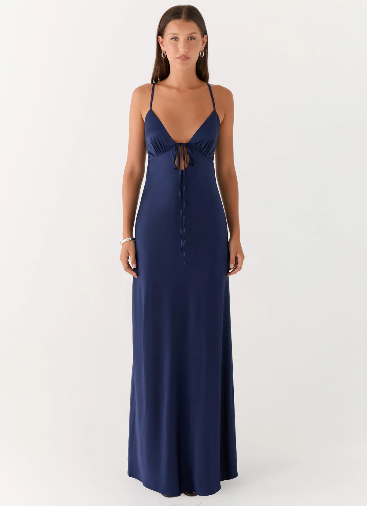 Flora Satin Maxi Dress - Navy