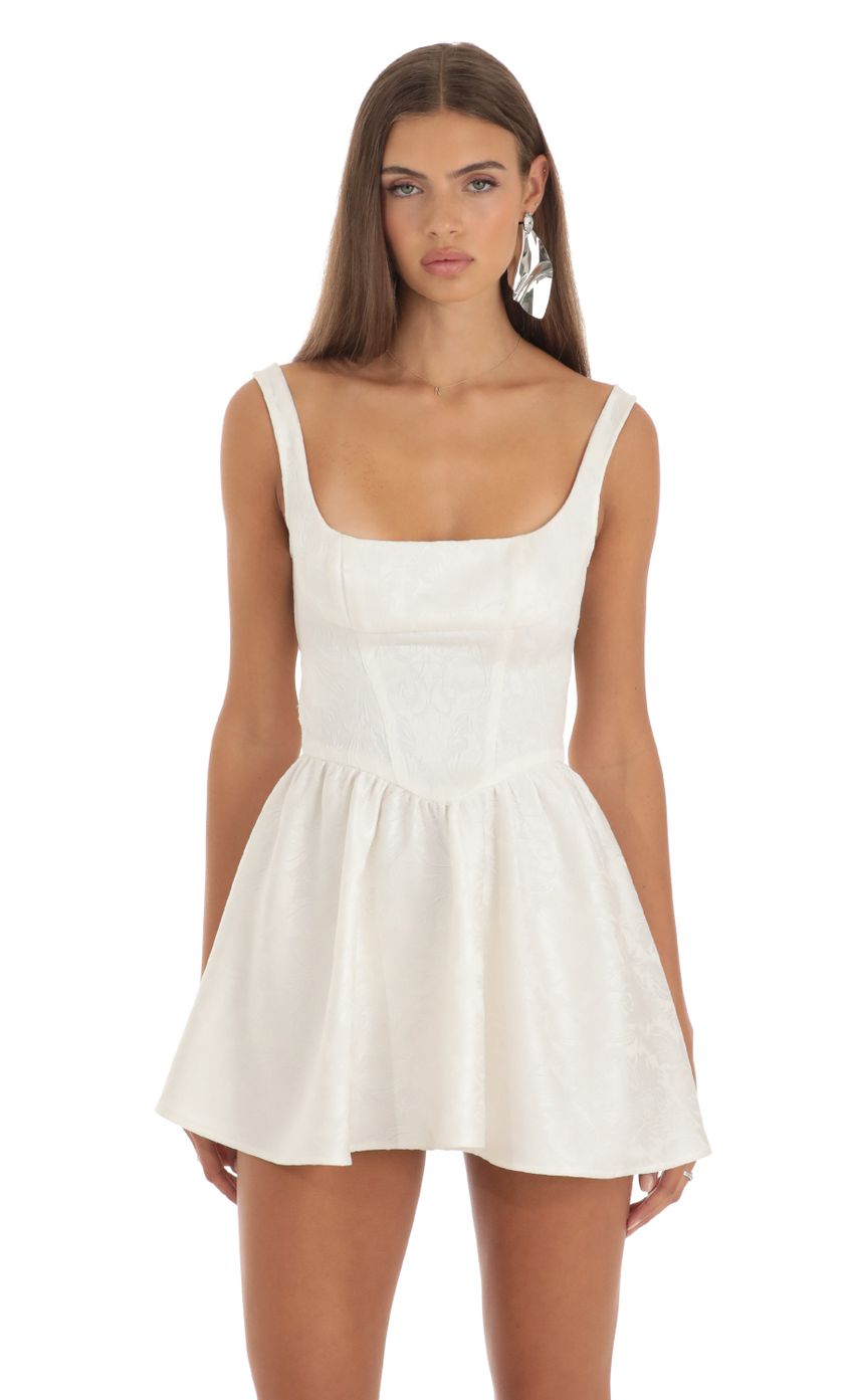 Jacquard Mini Dress in White