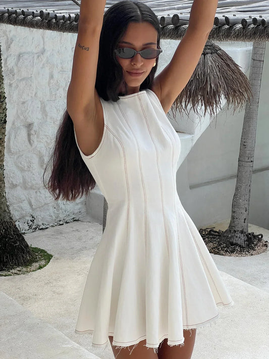 Composure Pleat Mini Dress White