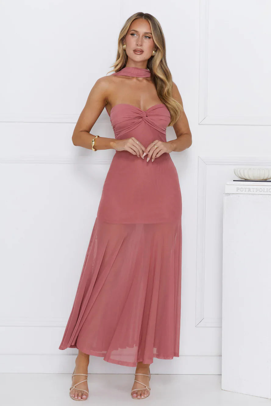 East Coast Edge Mesh Maxi Dress Plum