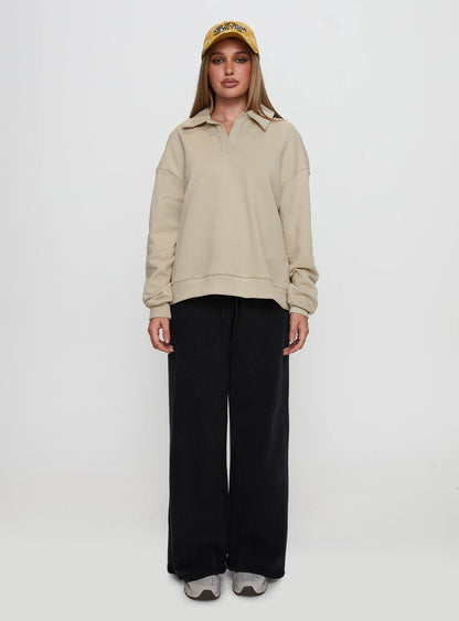 Back Around Collared Fleece Jumper Oat