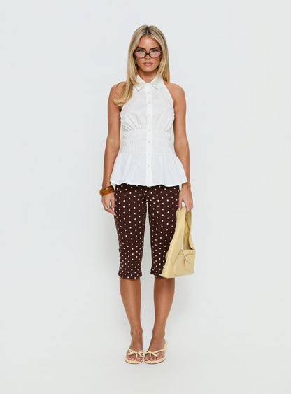 As You Are Shirred Halter Top White