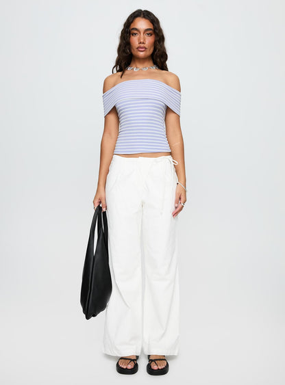 Ausha Off Shoulder Top Lilac Stripe